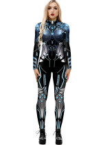 Halloween Machine Armor 3D Digital Printing Slim Fit Lange Mouw Cos Jumpsuit Vrouw