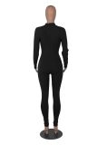 Fall Winter Fashion Sexy Nightclub Tight Fitting Cut Out Long Sleeve Trousers Jumpsuit Women