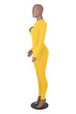 Fall Winter Fashion Sexy Nightclub Tight Fitting Cut Out Long Sleeve Trousers Jumpsuit Women