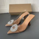 Summer Rhinestone Stiletto Mules Women'S Crystal High Heel Transparent Sandals