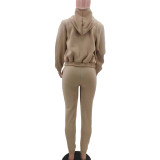 Women'S Fleece Hoodies Hooded Sports Casual Three-Piece Pants Set