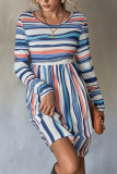 Fall Women'S Classic Long Sleeve Striped Casual Dress