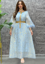 Muslimische Kleidung Abaya Kleid Herbst Winter Arabisches Kleid Glänzendes Perlenkleid