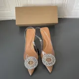 Summer Rhinestone Stiletto Mules Women'S Crystal High Heel Transparent Sandals