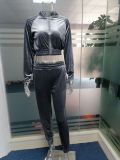Velvet Suit Women'S Autumn And Winter Solid Color Zipper Hoodies Sports Trousers Two-Piece Set For Women