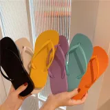 Summer Flat Flip-Flops Female Couple Simple Solid Color Clip-On Beach Slippers Summer