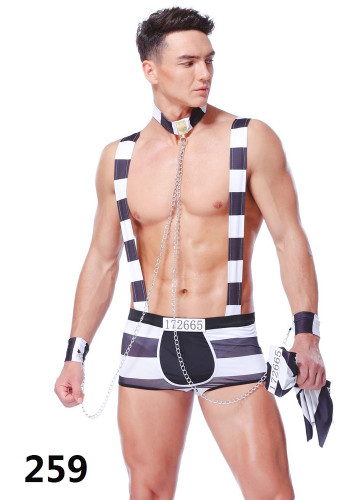 Сексуальный эротический мужской кожаный костюм заключенного для косплея