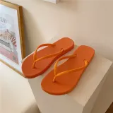 Summer Flat Flip-Flops Female Couple Simple Solid Color Clip-On Beach Slippers Summer
