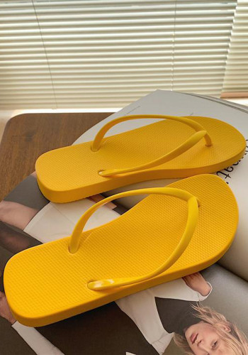 Chanclas planas de verano Pareja femenina Zapatillas de playa con clip de color sólido simple Verano