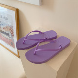Summer Flat Flip-Flops Female Couple Simple Solid Color Clip-On Beach Slippers Summer