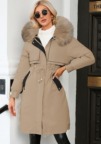 Jaqueta Parker inverno Maxi quente com zíper casaco gola de pele jaqueta de lã conjunto de duas peças