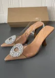 Summer Rhinestone Stiletto Mules Women'S Crystal High Heel Transparent Sandals