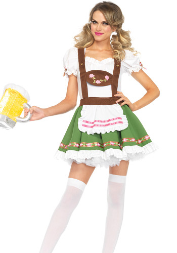 Disfraces para eventos de Halloween Nuevo disfraz de Oktoberfest alemán Disfraz de cerveza verde hierba Disfraz de sirvienta