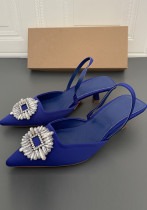Zapatos de tacón alto de verano para mujer, tacones Scarpin con diamantes de imitación, sandalias de tacón de aguja elegantes negras brillantes para mujer