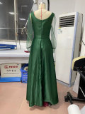 Frauen-Rundhals-Netz-Langarm-dünnes Kleid