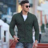 Men'S Fall/Winter Fashion Turndown Collar Long Sleeve Slim Knitting Shirt Plus Size Cardigan Sweater