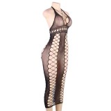 Plus Size Lingerie Fishnet Hollow Low Back Mesh Sexy Nightdress