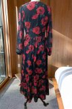 Autumn Beach Chiffon Floral Print Fashion Long Sleeve Maxi Dress