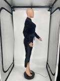 Women Casual Sequins Long Sleeve Zip Top+ Pants Two Piece