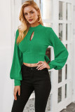 Women Sexy Backless Lace-Up Long Sleeve Lantern Sleeve Cutout Chic Elegant Top