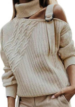 Suéter de manga larga con hombros descubiertos de color liso para mujer