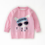 Autumn Girls Tops Versatile Round Neck Double Layer Cotton Line Fashion Cute Rainbow Print Sweater