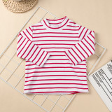 Direct sale Christmas children's clothing baby red and green overalls striped t-shirt set
