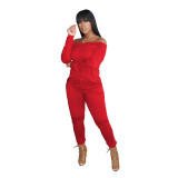 Off Shoulder Long Sleeve Sexy Sports Autumn Winter Jumpsuit
