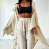 Fall Women's Fashion Long Sleeve Boho Linen Two Piece Suit