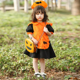 Halloween pumpkin cosplay ghost festival theme party children orange bat maid costume