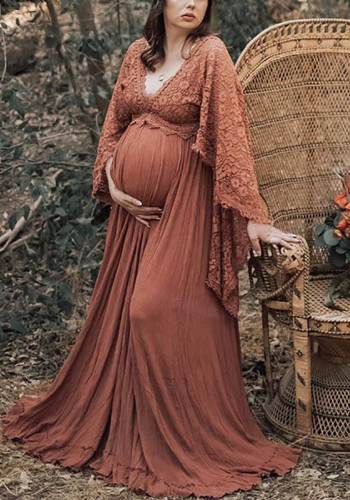 Vestido de renda macio para grávidas primavera verão