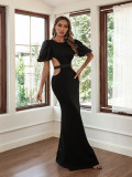 Women's Bodycon Sexy Long Dress Puff Sleeve Formal Party Evening Dress