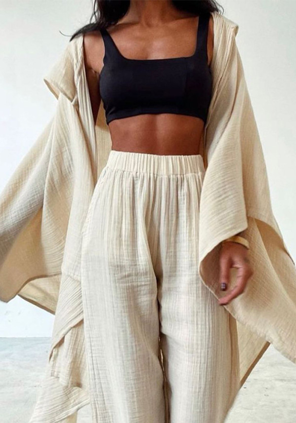 Fall Women's Fashion Long Sleeve Boho Linen Two Piece Suit