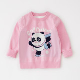 Autumn Girls Tops Versatile Round Neck Double Layer Cotton Line Fashion Cute Rainbow Print Sweater