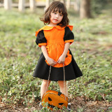 Halloween pumpkin cosplay ghost festival theme party children orange bat maid costume