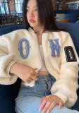 Fall Women'S Letter Embroidered Fashion Sweater Zip Long Sleeve Loose Cardigan
