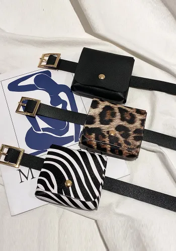 （3PCS）Women'S Bag Spring/Summer Leopard Print Color Matching Waist Bag Detachable Belt Coin Bag Phone Bag