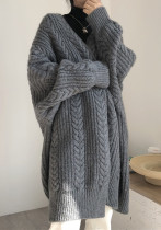 Otoño e invierno, ropa para exteriores, cárdigan tejido, moda Retro, abrigo largo suelto para mujer