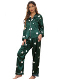 Homewear Suit Pajamas Women'S Satin Long Sleeve Shirt And Pants Two Piece Sleepwear Autumn