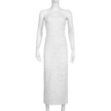 Women'S Cutout Patchwork Strapless Slim Fit Maxi Dress