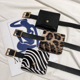 （3PCS）Women'S Bag Spring/Summer Leopard Print Color Matching Waist Bag Detachable Belt Coin Bag Phone Bag