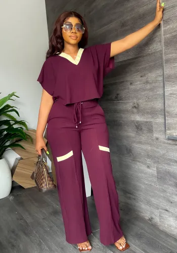 Women Casual Short Sleeve T-Shirt + Pant Two Pieces