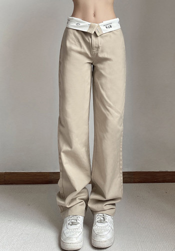 Pantalon décontracté de sport en coton coupe ajustée pour femmes de couleur unie de printemps