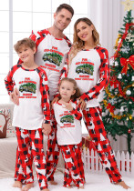 Parent-child loungewear Christmas loungewear Parent-child suits Plaid Patchwork printed loungewear