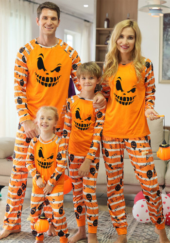 Parent-enfant maison vêtements Halloween vêtements pour enfants maison vêtements pyjamas femmes maison vêtements orange halloween