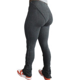 Women's Style Pull Bars Pleated Tight Fitting Slim Fit Gym Pants Yoga Pants