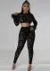 Long-sleeved short top with slim pencil pants fashion two-piece