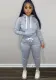 Women's Fashion Autumn and Winter 2-piece Solid Color Hooded Set with Fleece Drawstring (with Pockets)