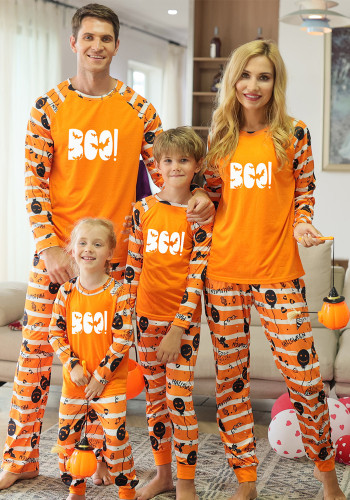 Pai-filho roupas para casa Halloween roupas infantis roupas para casa pijamas roupas para casa femininas laranja halloween