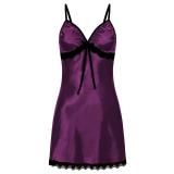 faux silk lace suspender nightdress with bow